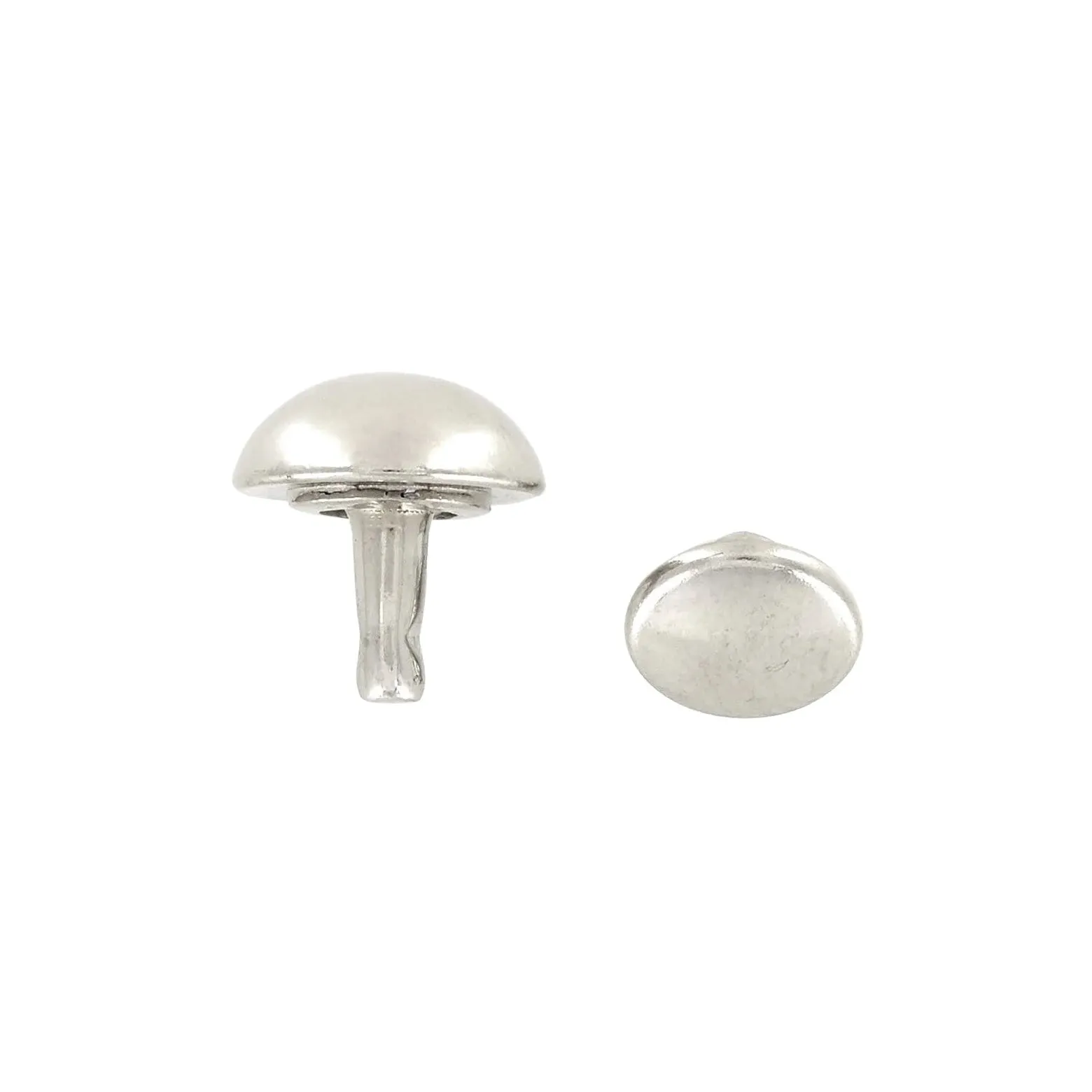 12mm Shiny Nickel, Dome Top Rivet Stud, Steel - PK5, #P-2590-NIC