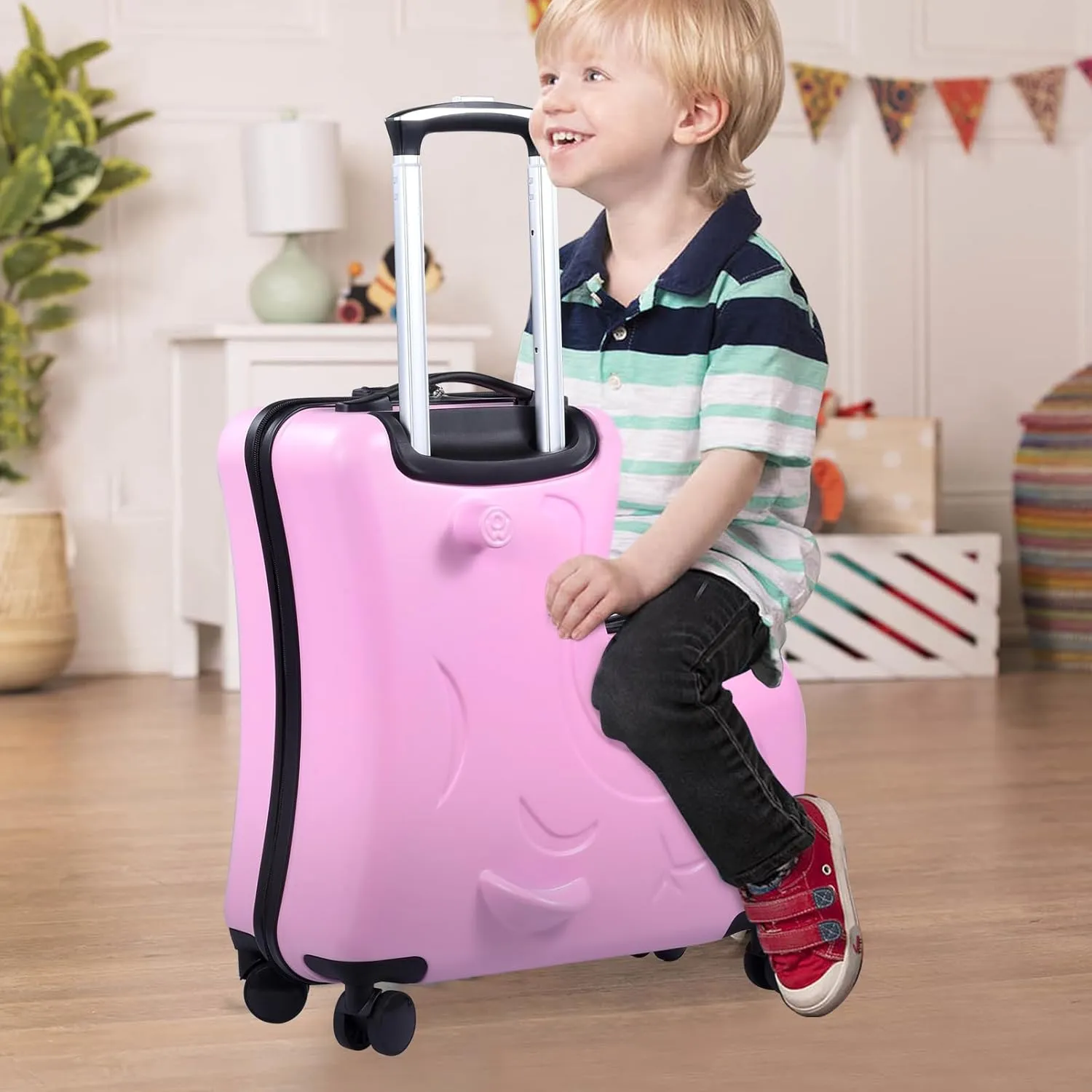 20" Ride on Suitcase for Kids 3-6 | Toddler Ride on Suitcase W Safety Belt | Kids Carry-on Luggage With Silent Wheels | Toddler Loggage Combination Lock for Chileren | Equipped With Handlebars Pedals