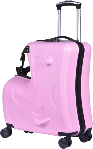 20" Ride on Suitcase for Kids 3-6 | Toddler Ride on Suitcase W Safety Belt | Kids Carry-on Luggage With Silent Wheels | Toddler Loggage Combination Lock for Chileren | Equipped With Handlebars Pedals