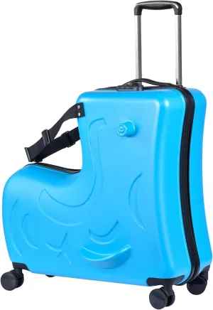 20" Ride On Suitcase for Kids 3-6 | Toddler Ride Suitcase W Safety Belt | Kids Carry Luggage With Silent Wheels | Toddler Luggage Combination Lock for Children | Equipped With Handlebars Pedals