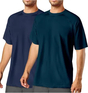2Pack Rash Guard for Men Short Sleeve UPF50  UV Swim Shirts Dry Fit Beach Water Activewear Athletic Sports Mens Clothing