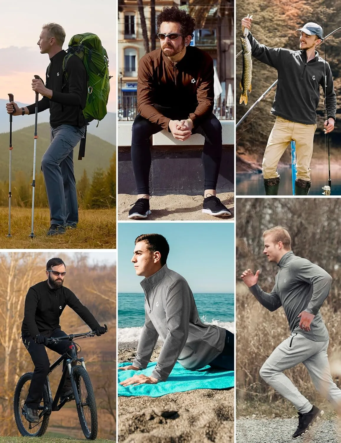 3Pack Quarter Zip Pullover Men Long Sleeve Sweatshirts Running Athletic Golf Gym Shirt Quick Dry