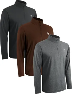 3Pack Quarter Zip Pullover Men Long Sleeve Sweatshirts Running Athletic Golf Gym Shirt Quick Dry