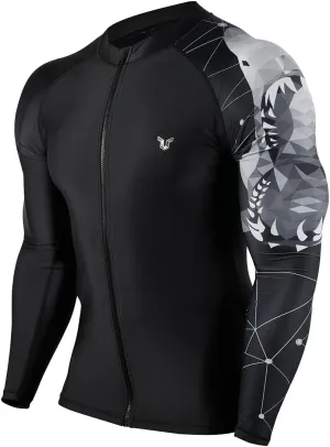 ADOREISM Men's Long Sleeve Zip Rash Guard UPF 50  UV Sun Protection Quick Dry Swim Shirts for Fishing Hiking Surfing