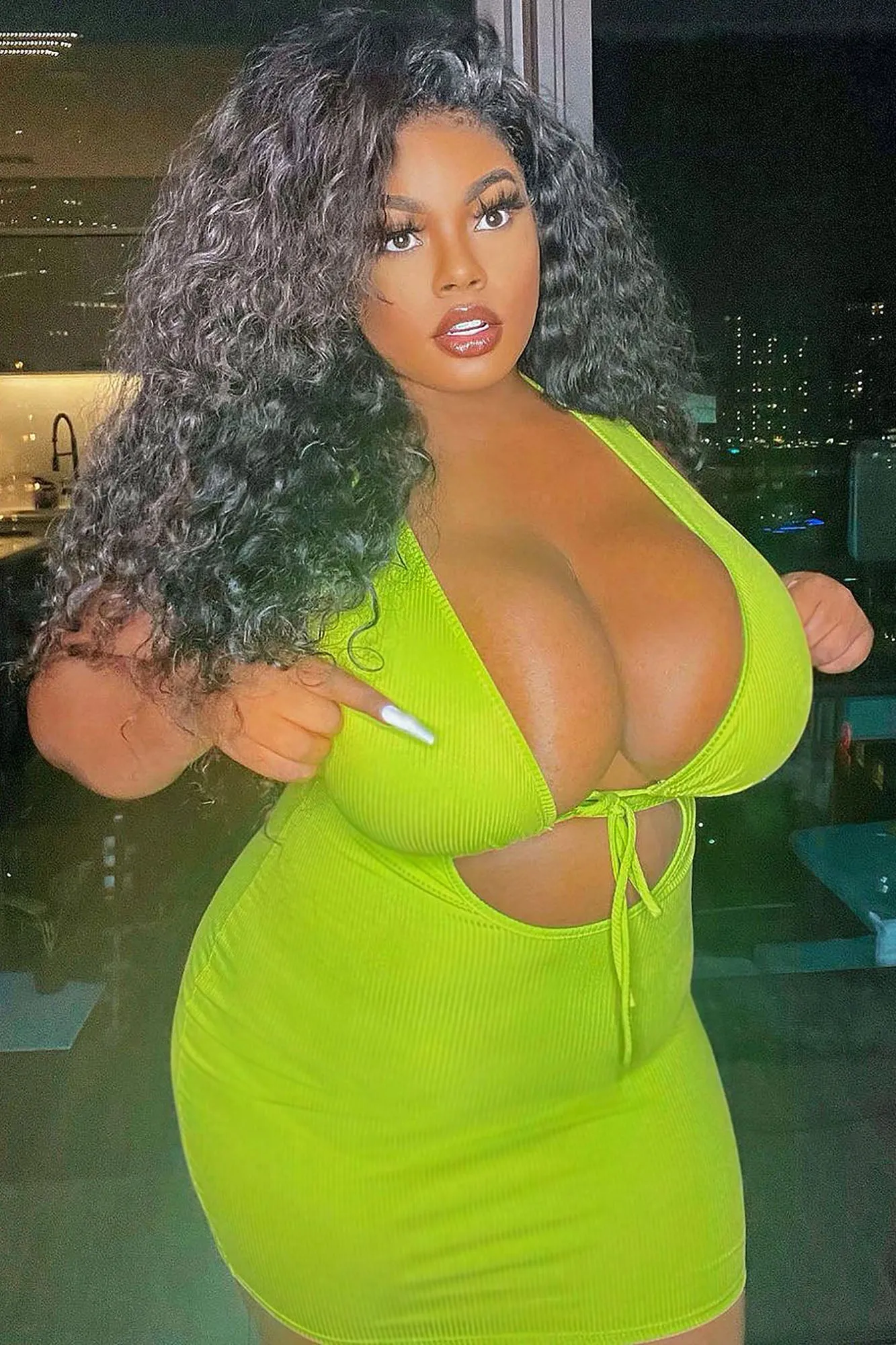All About Fun Ribbed Mini Dress - Lime