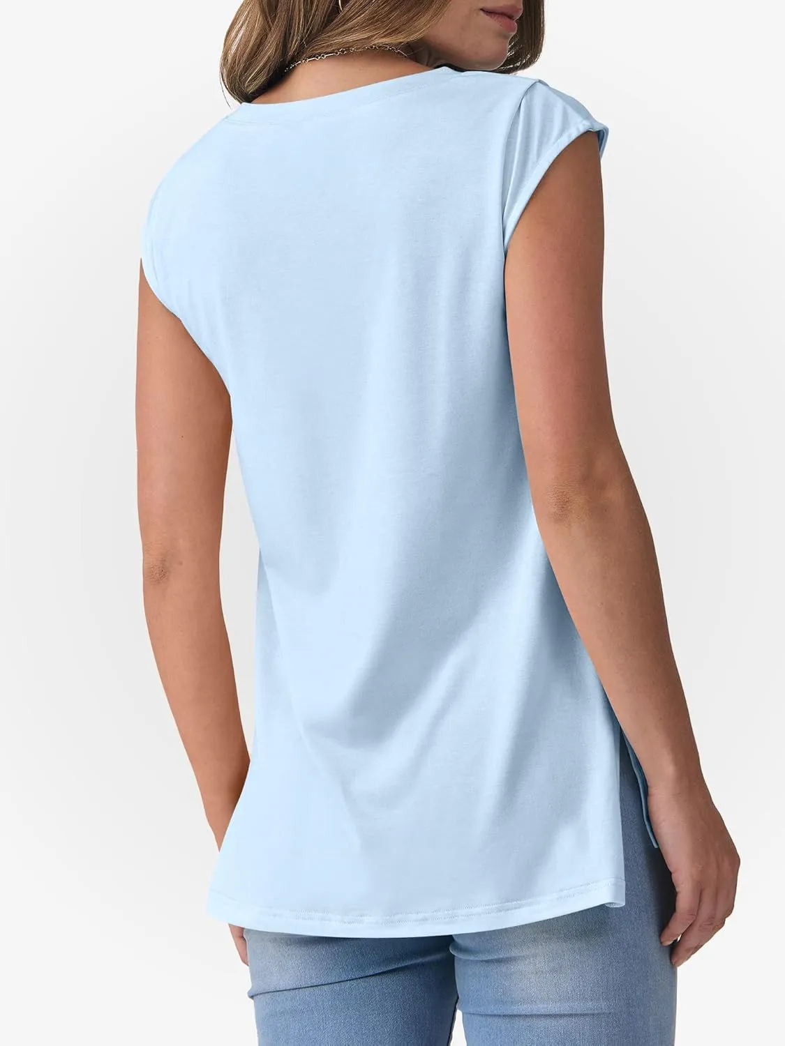 ANRABESS Womens Tank Top V Neck Cap Sleeve Summer Casual Loose Slit Side Sleeveless Tunic Tee Shirts 2025 Trendy Clothes
