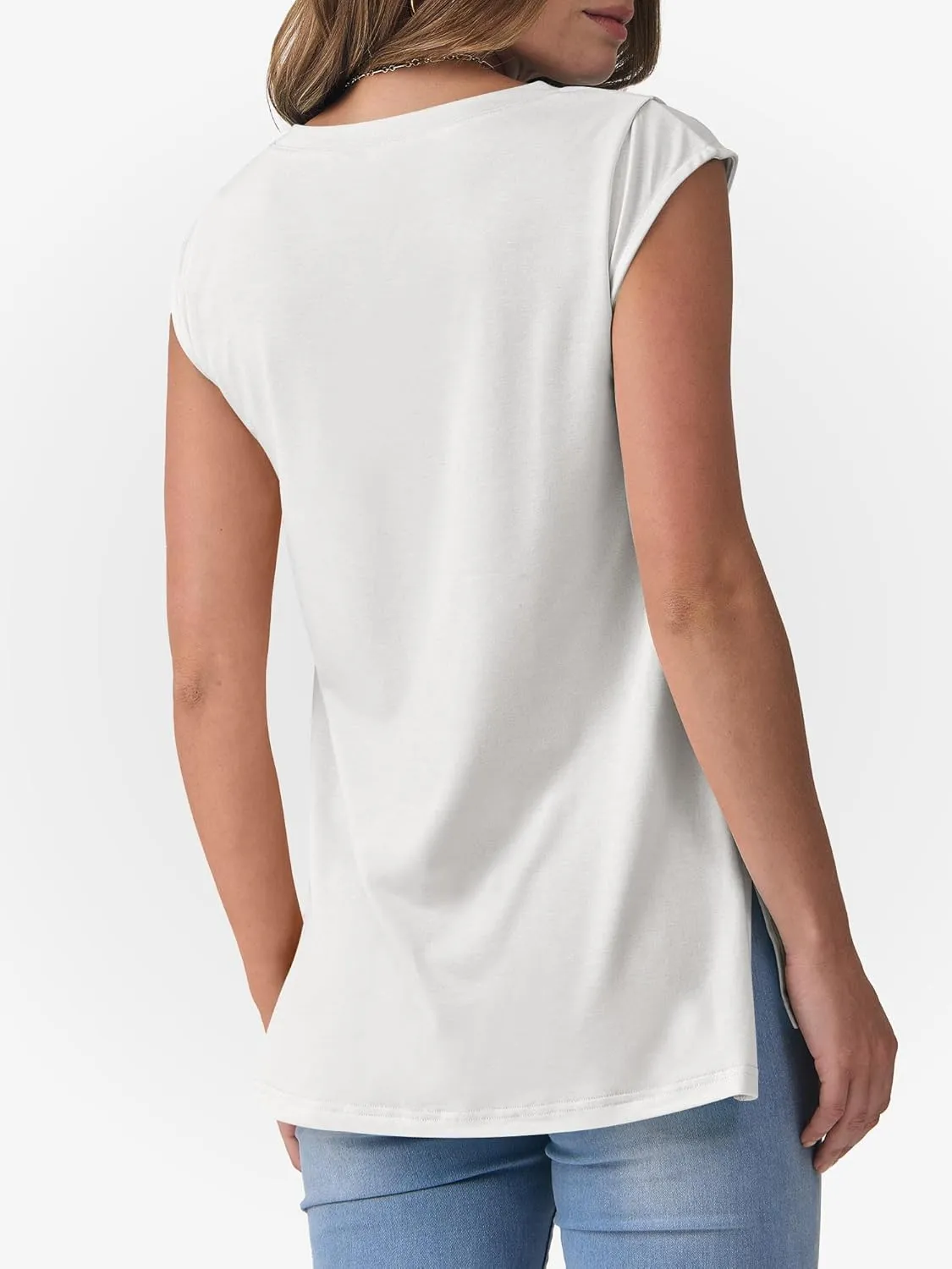ANRABESS Womens Tank Top V Neck Cap Sleeve Summer Casual Loose Slit Side Sleeveless Tunic Tee Shirts 2025 Trendy Clothes