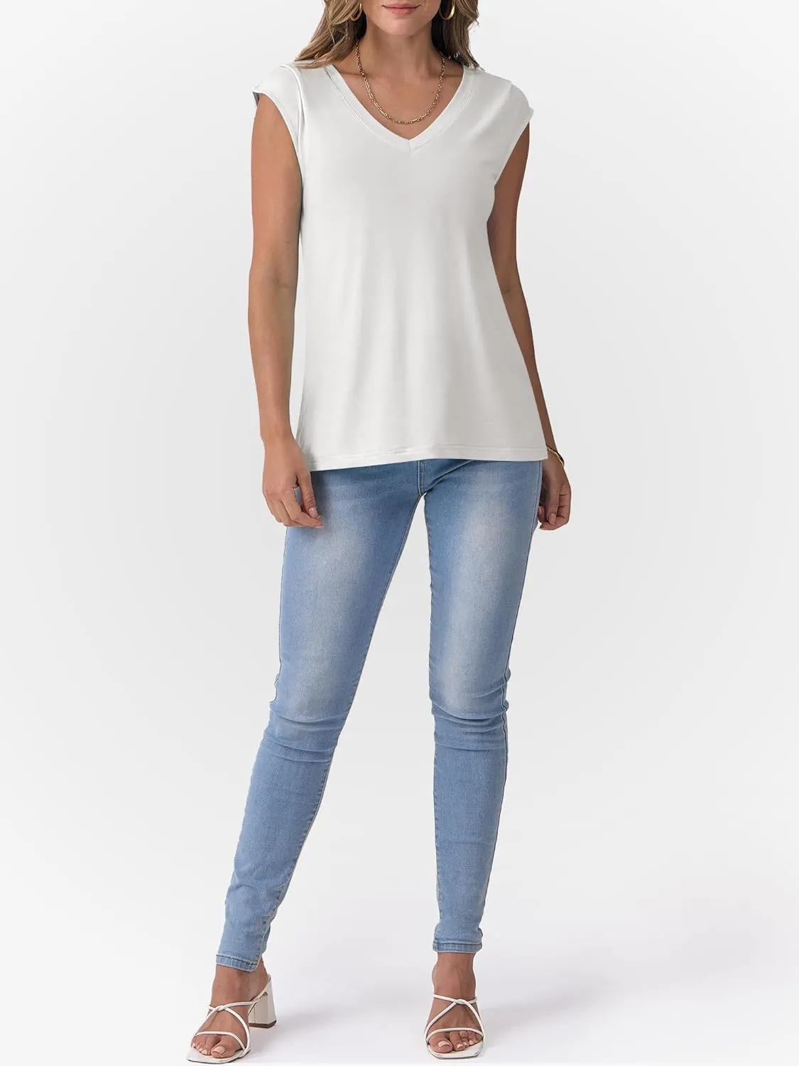 ANRABESS Womens Tank Top V Neck Cap Sleeve Summer Casual Loose Slit Side Sleeveless Tunic Tee Shirts 2025 Trendy Clothes