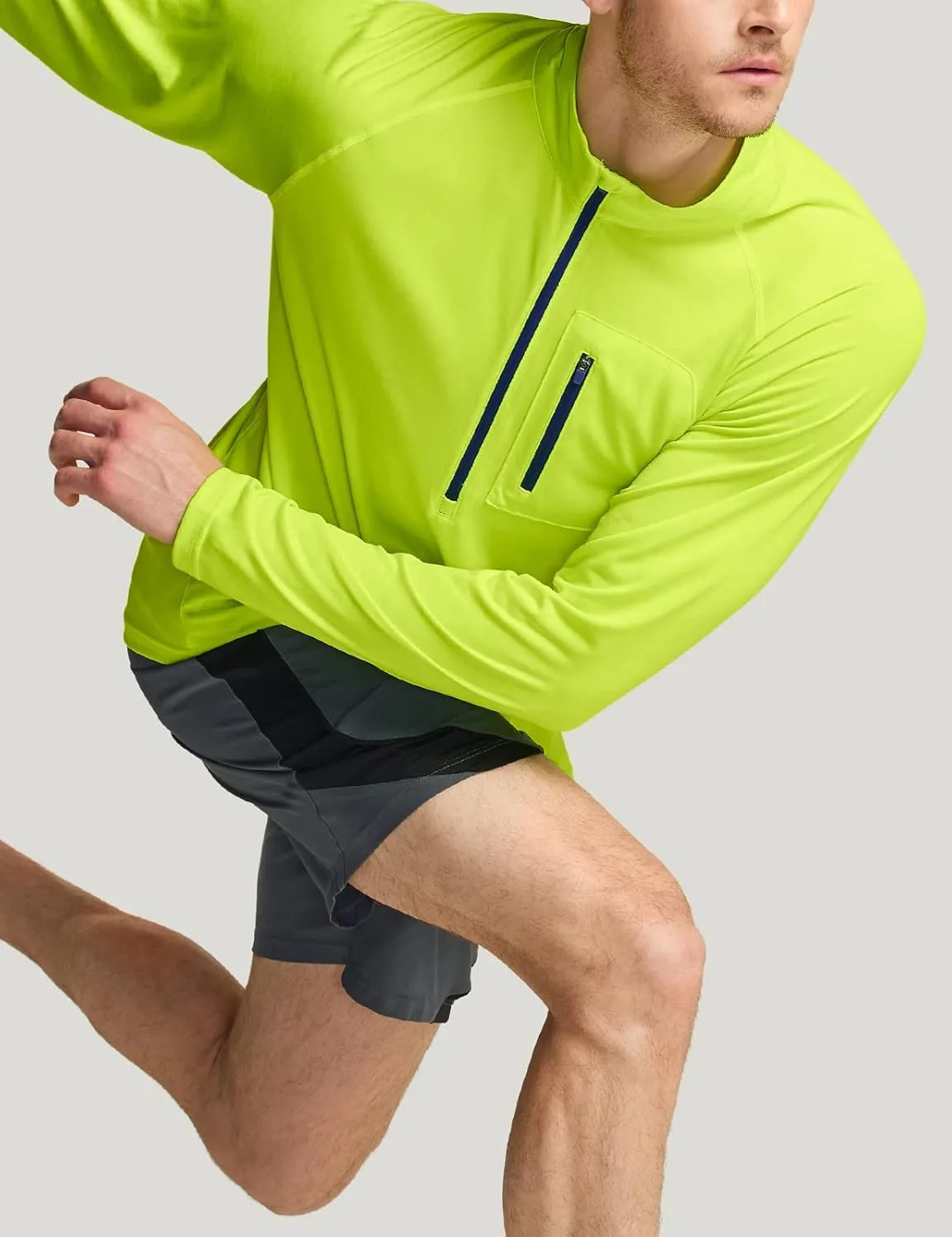 ATHLIO Men's Long Sleeve Athletic Shirts - Quick Dry, UV Sun Protection, and 1/4 Zip Pullover Running Tops for Outdoor