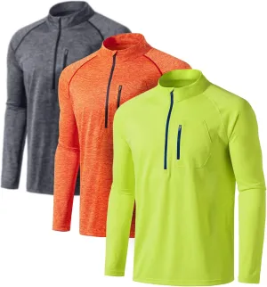 ATHLIO Men's Long Sleeve Athletic Shirts - Quick Dry, UV Sun Protection, and 1/4 Zip Pullover Running Tops for Outdoor