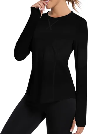 Avoogue Women UPF 50  UV Shirts Long Sleeve with Thumb Holes Workout Sun Shirt Quick Dry Athletic Hiking Running Tops