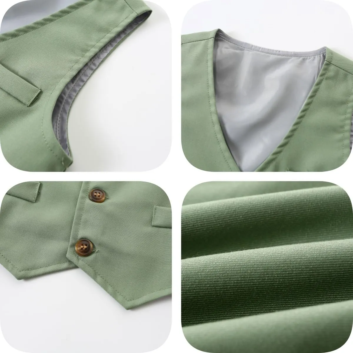 Baby Boys Gentleman Formal Suit Set with Vest, Pant, Shirt, and Bow Tie, Weding 4Pcs Outfit