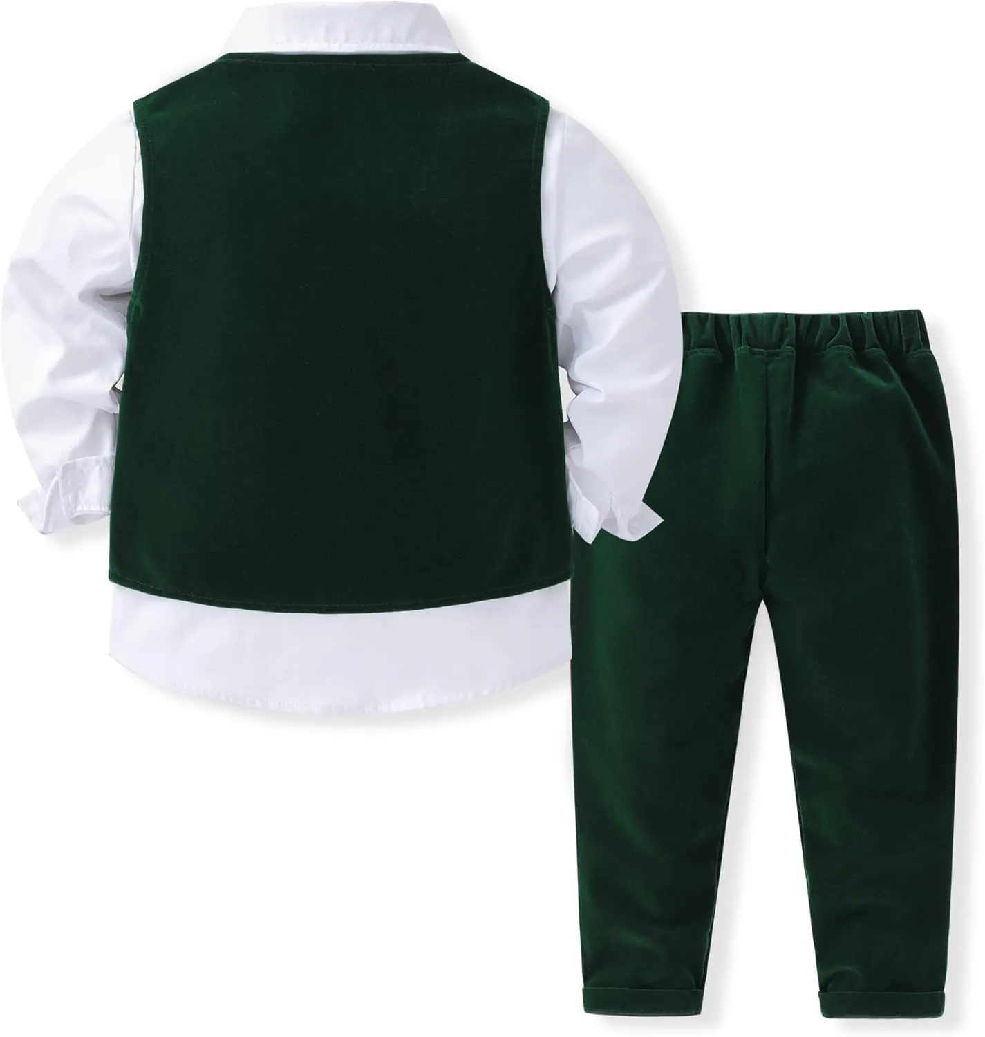 Baby Boys Gentleman Formal Suit Set with Vest, Pant, Shirt, and Bow Tie, Weding 4Pcs Outfit