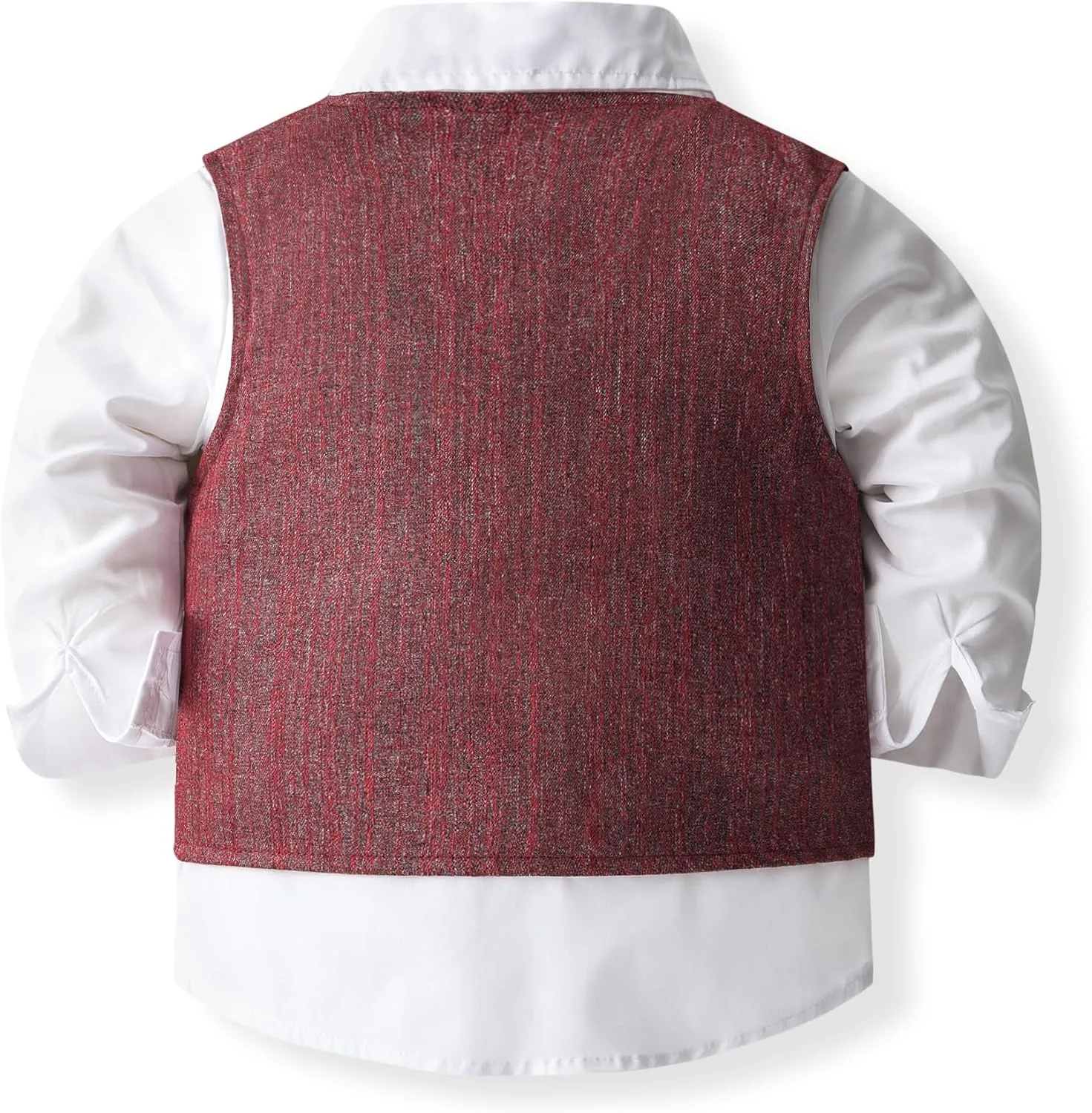 Baby Boys Gentleman Formal Suit Set with Vest, Pant, Shirt, and Bow Tie, Weding 4Pcs Outfit