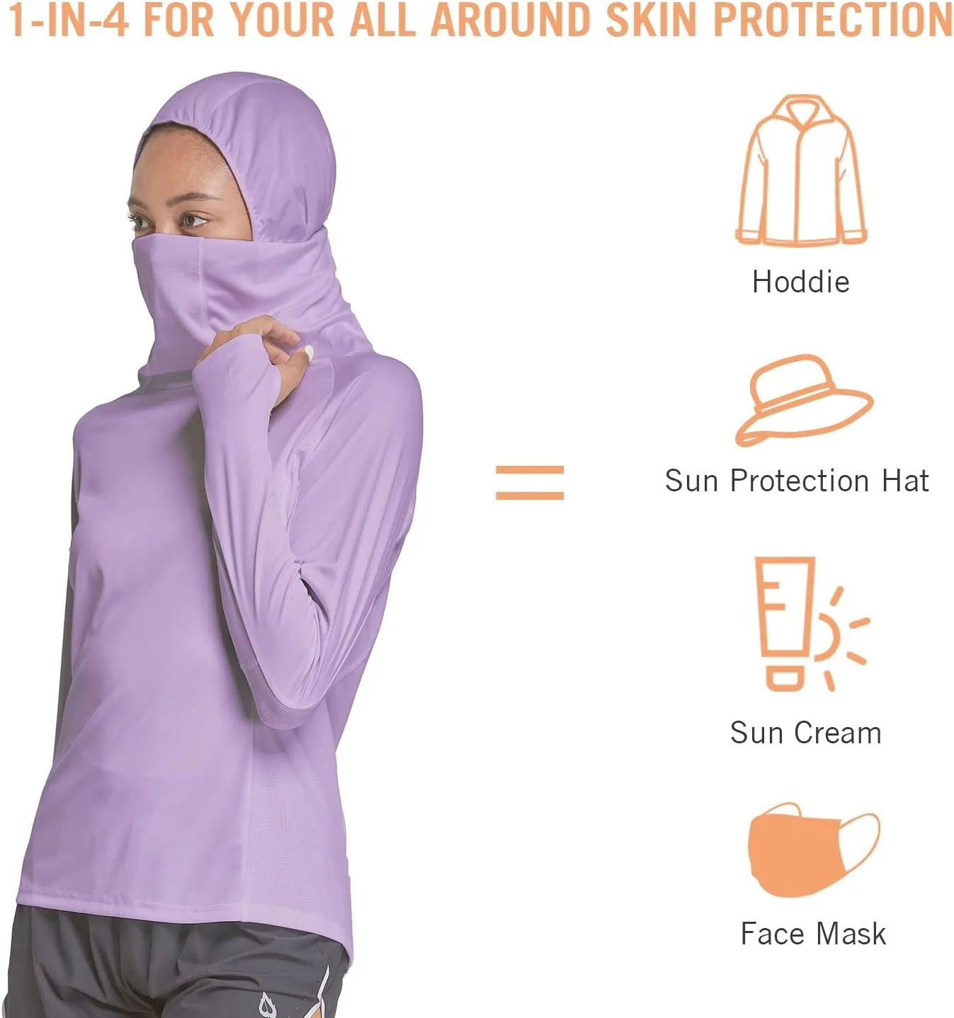 baleaf Women's Long Sleeve Rash Guard with Face Cover UPF 50  Swim Shirts Sun Hoddie Lightweight Quick Dry Hiking Tops