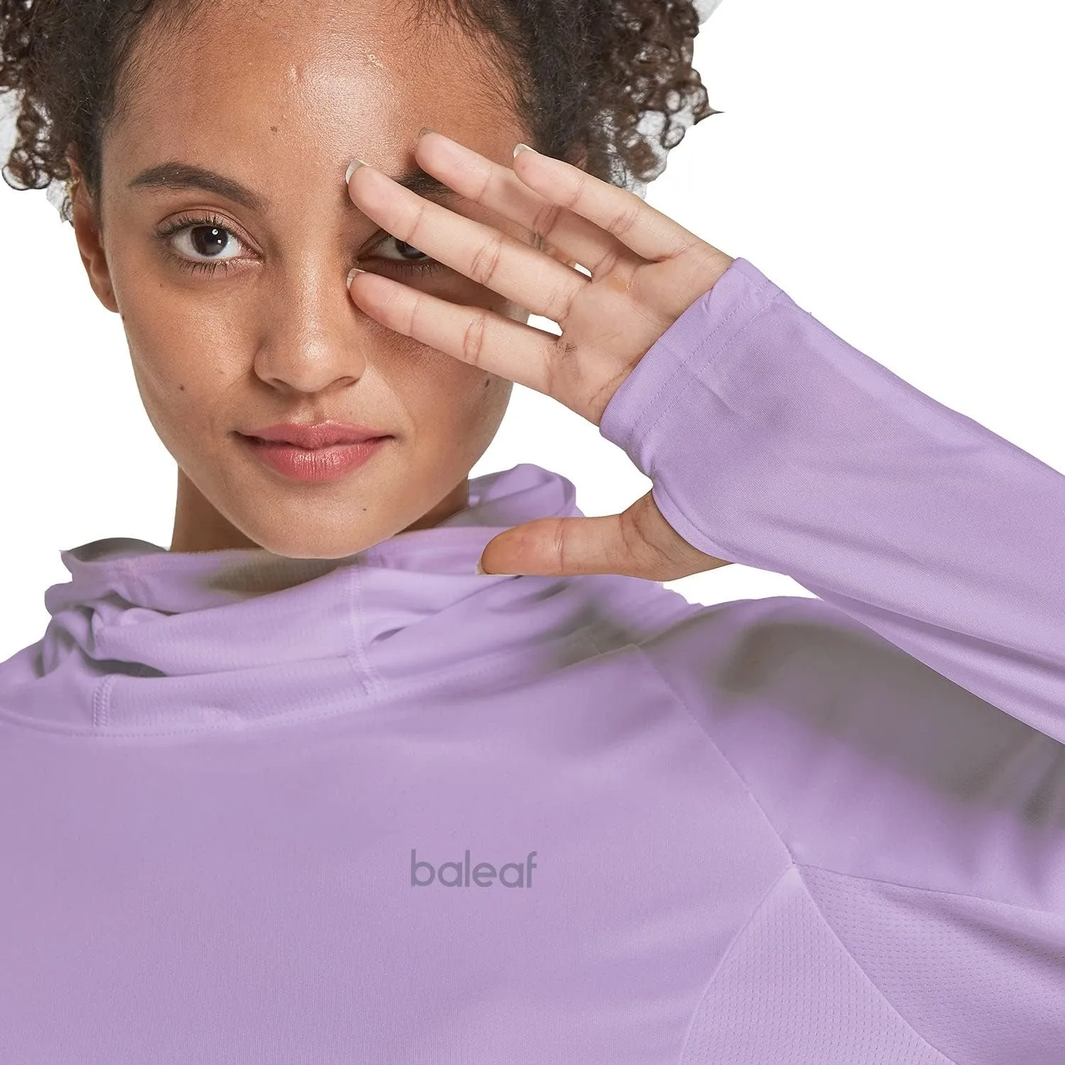 baleaf Women's Long Sleeve Rash Guard with Face Cover UPF 50  Swim Shirts Sun Hoddie Lightweight Quick Dry Hiking Tops