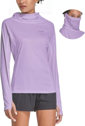 baleaf Women's Long Sleeve Rash Guard with Face Cover UPF 50  Swim Shirts Sun Hoddie Lightweight Quick Dry Hiking Tops