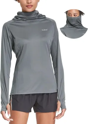 baleaf Women's Long Sleeve Rash Guard with Face Cover UPF 50  Swim Shirts Sun Hoddie Lightweight Quick Dry Hiking Tops