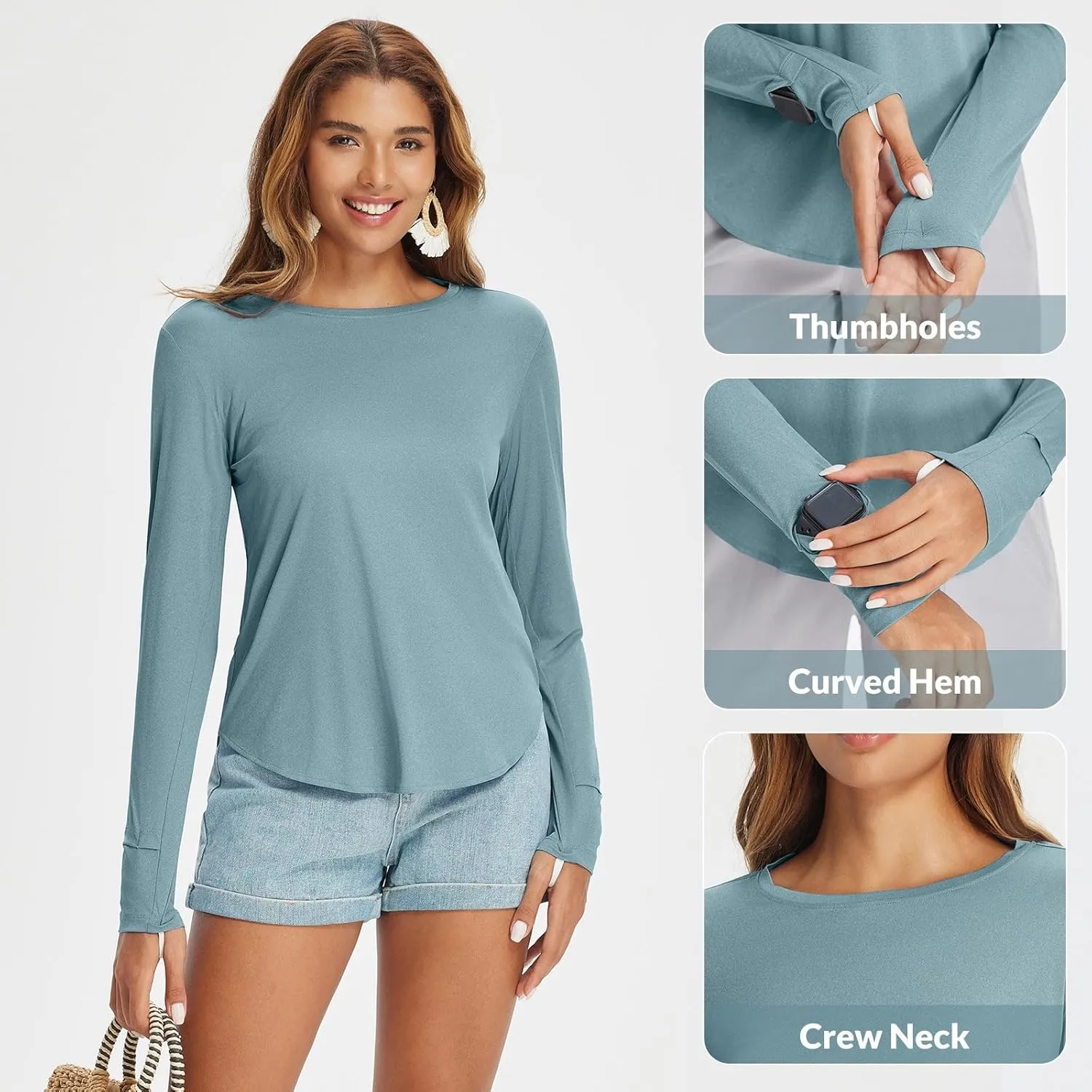 baleaf Women's UPF 50  Sun Shirts UV Protection Long Sleeve Rash Guard Lightweight Quick Dry SPF Outdoor Hiking Clothing