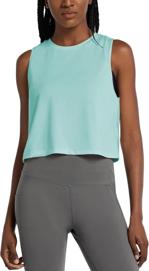 baleaf Workout Tops for Women Crop Tank Top Quick Dry Athletic Gym Exercise Sleeveless Shirts Muscle Yoga Loose Fit