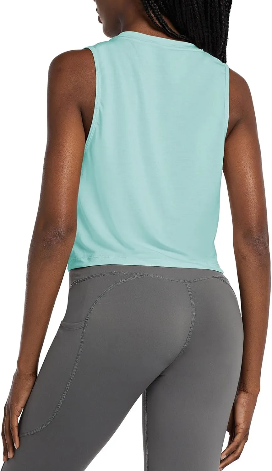 baleaf Workout Tops for Women Crop Tank Top Quick Dry Athletic Gym Exercise Sleeveless Shirts Muscle Yoga Loose Fit
