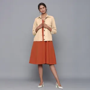 Beige Warm Cotton Flannel Button-Down Shirt Jacket