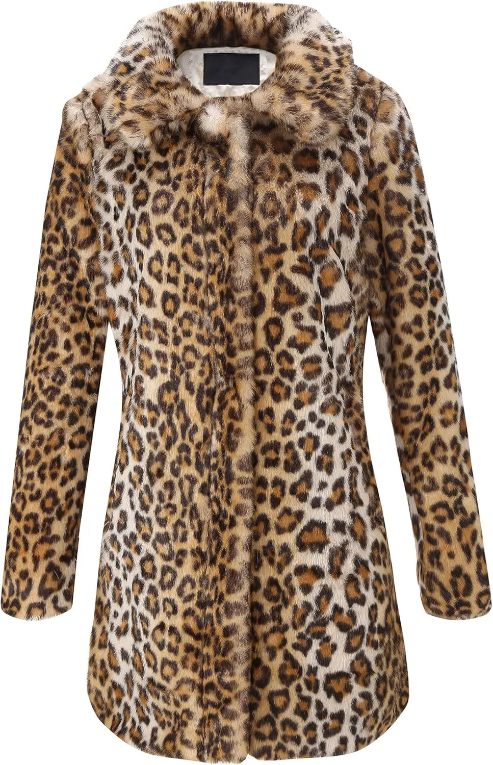 Bellivera Womens Leopard Print Fleece Coat, Spring and Winter Fashion Fuzzy Jacket Faux Fur Fluffy Cardigan Overcoat
