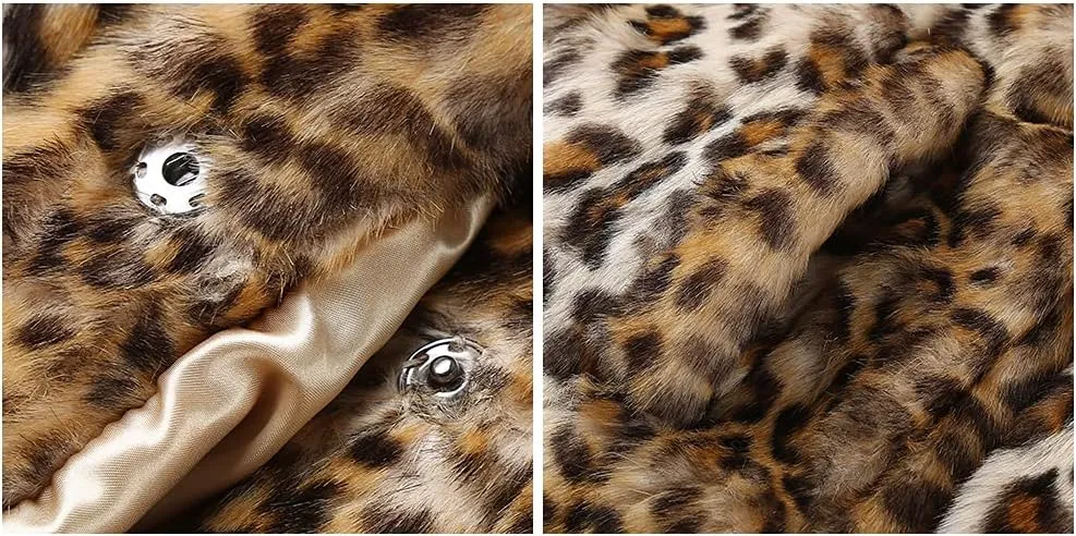 Bellivera Womens Leopard Print Fleece Coat, Spring and Winter Fashion Fuzzy Jacket Faux Fur Fluffy Cardigan Overcoat