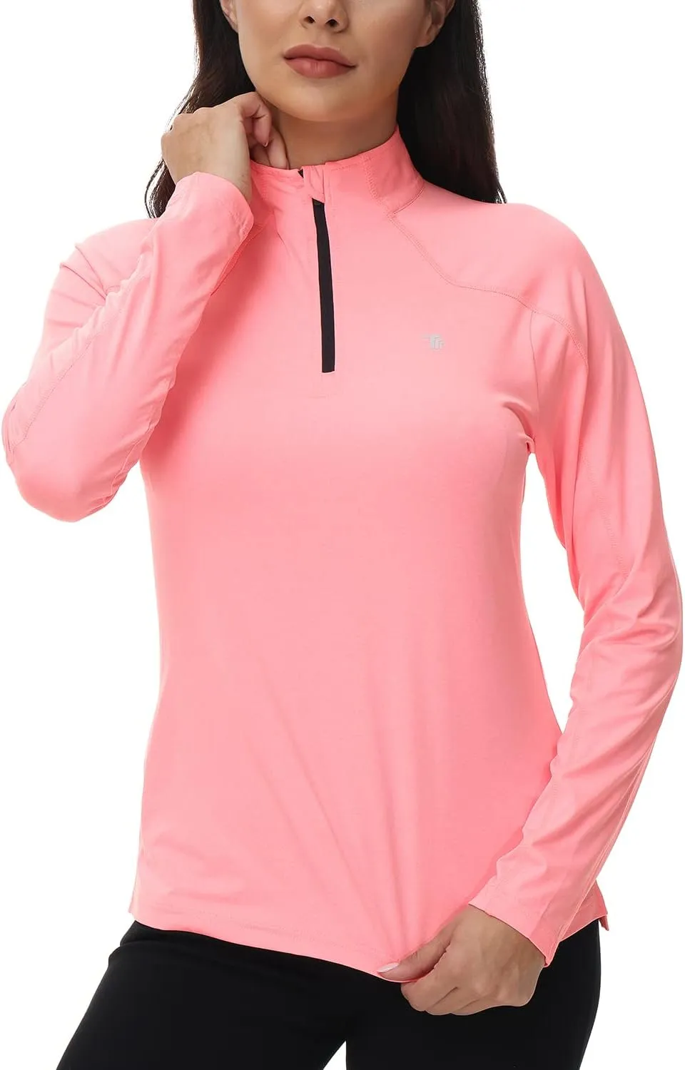 BGOWATU Women's Long Sleeve Golf Polo Shirts Quarter Zip Pullover UPF 50 Sun Shirt for Women Dry Fit Running Tops