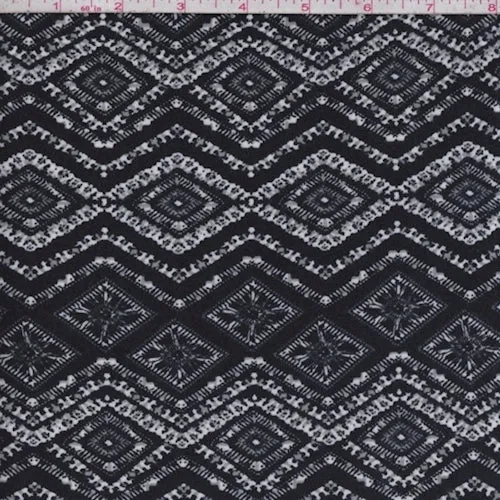 Black/White Deco Diamond Jersey Knit Fabric