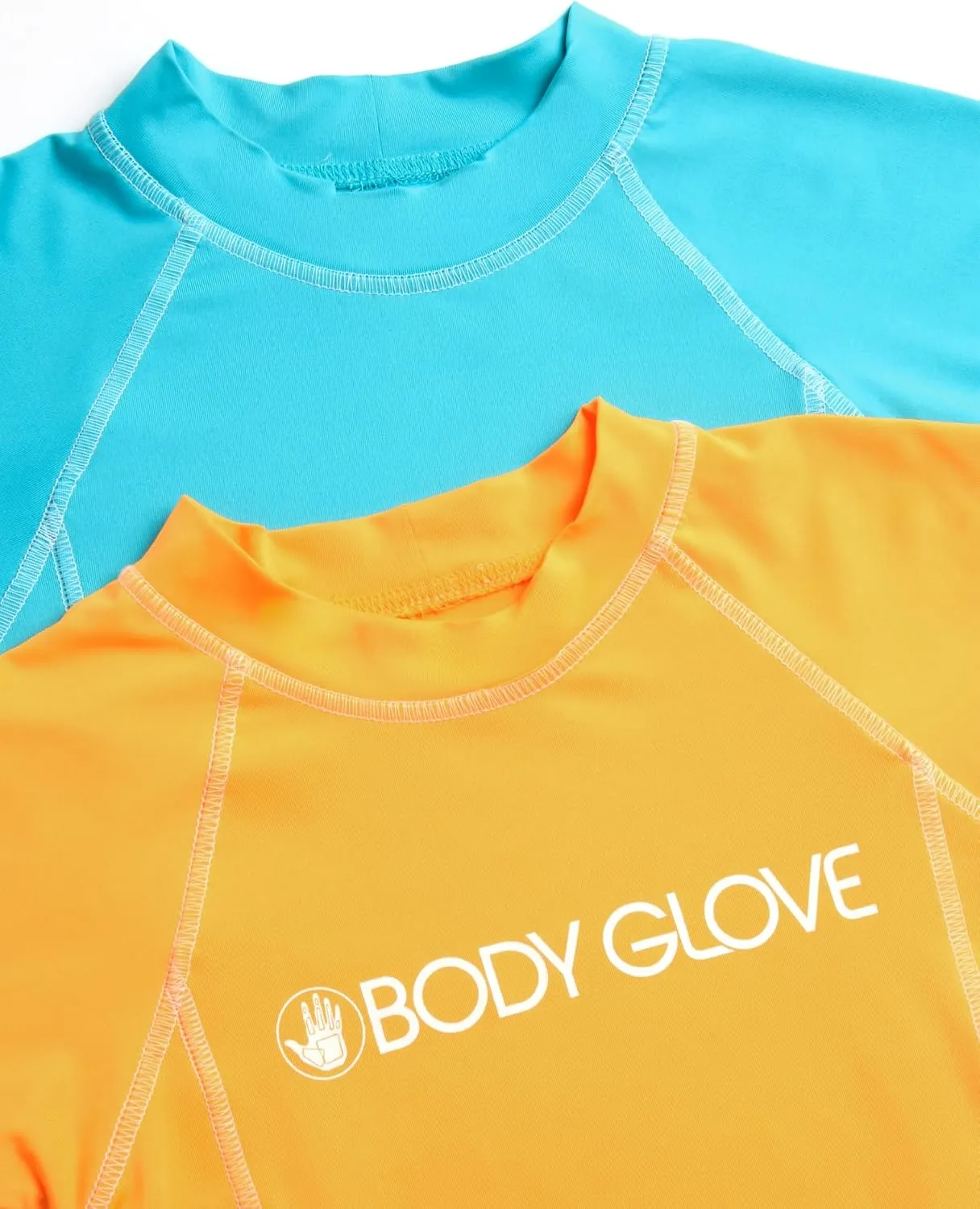 Body Glove Boys Swim Shirt - 2 Pack UPF 50  Quick Dry Sun Protection Short Sleeve Rash Guard for Boys Kids Swimwear (2T-14)