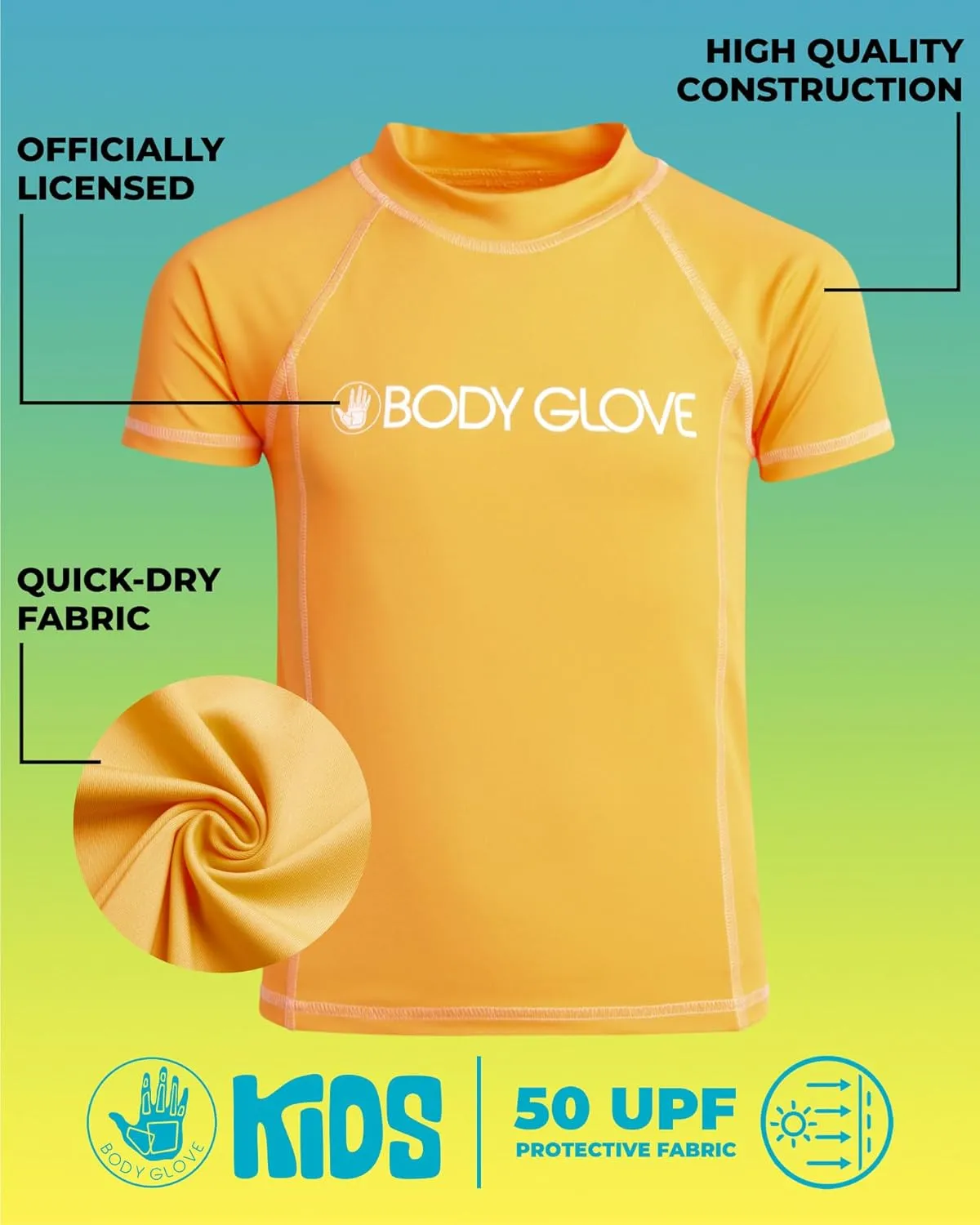 Body Glove Boys Swim Shirt - 2 Pack UPF 50  Quick Dry Sun Protection Short Sleeve Rash Guard for Boys Kids Swimwear (2T-14)