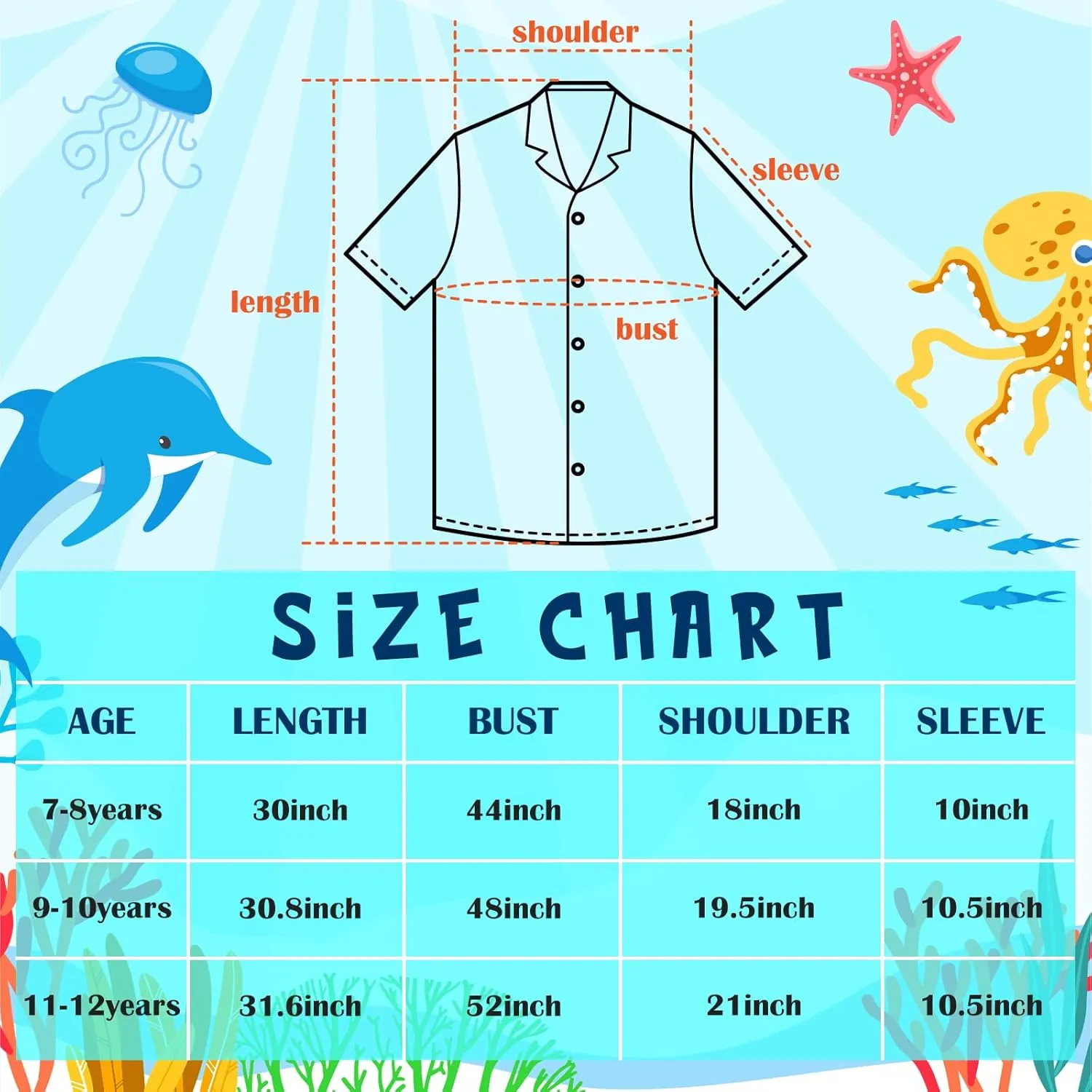 Boy's Button Down Hawaiian Shirts Short Sleeve Cool Cartoon Print Aloha Dress Tops T-Shirt for Kids 7-12T