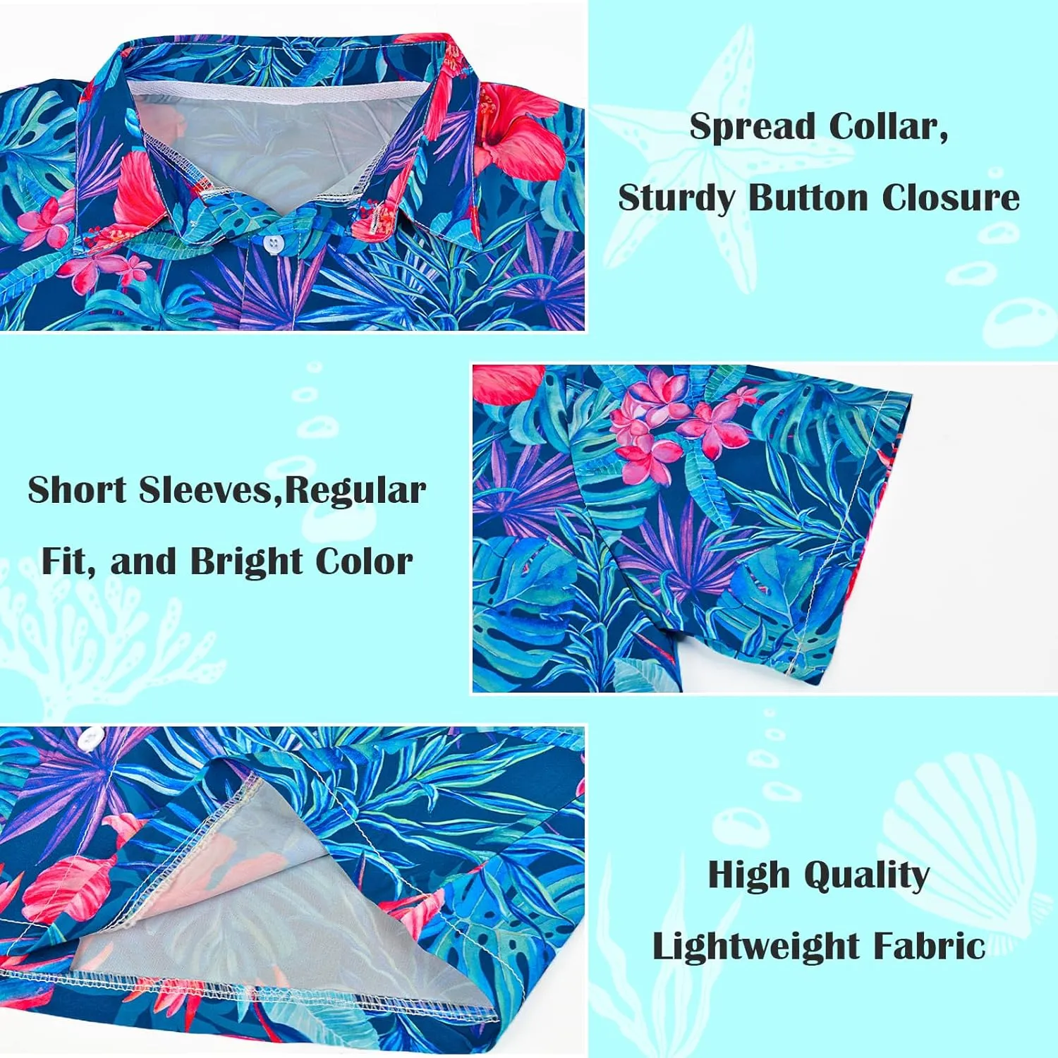 Boy's Button Down Hawaiian Shirts Short Sleeve Cool Cartoon Print Aloha Dress Tops T-Shirt for Kids 7-12T