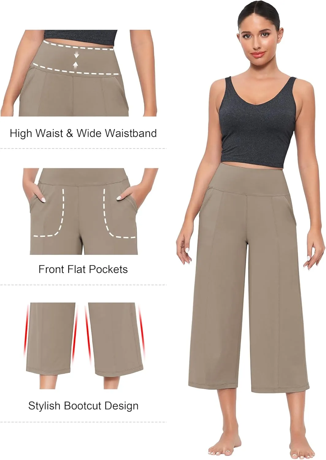 BUBBLELIME Women's Bootleg Yoga Capris Pants High Waist Workout Lounge Flare Crop Pants with Pockets