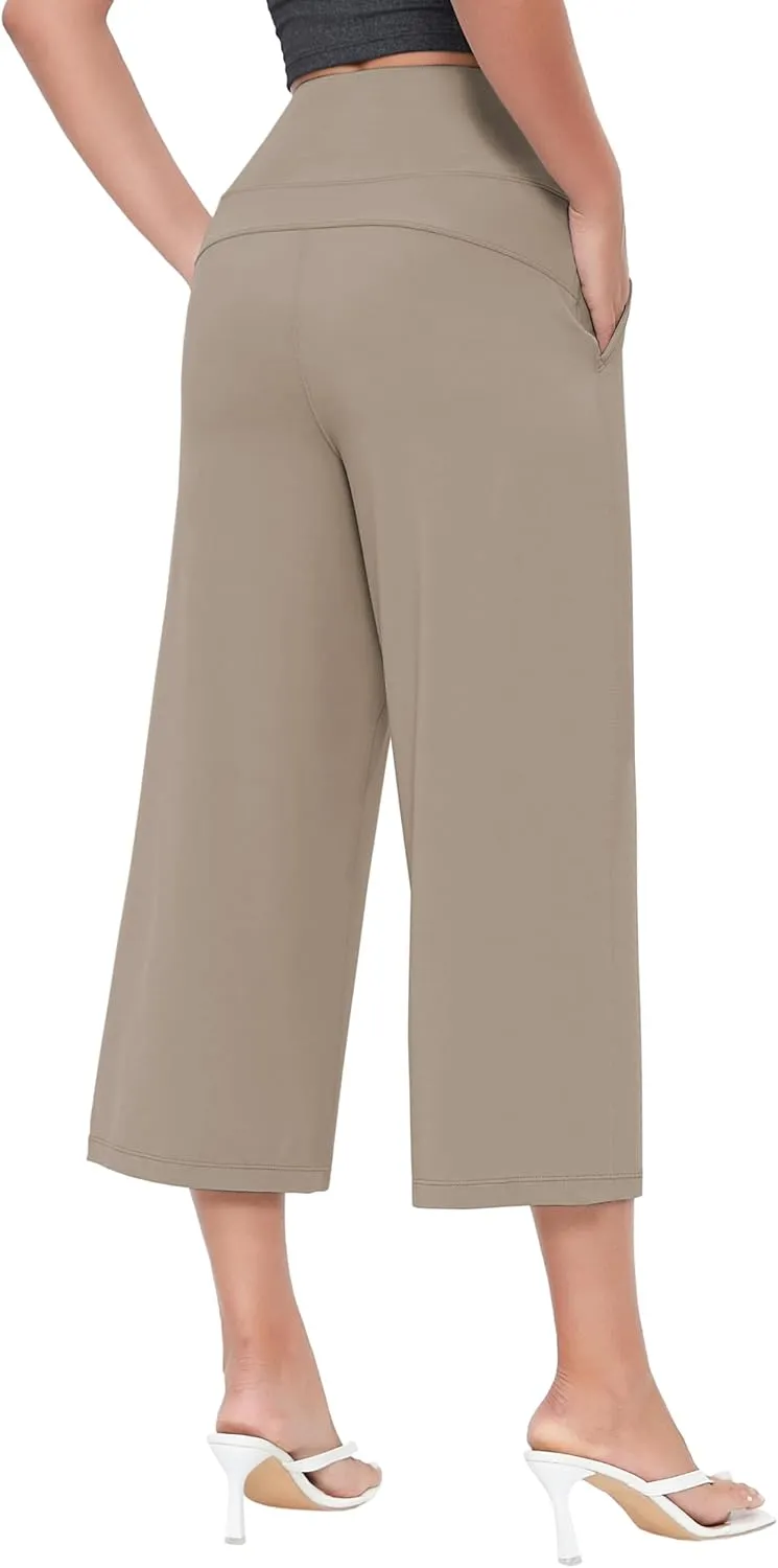 BUBBLELIME Women's Bootleg Yoga Capris Pants High Waist Workout Lounge Flare Crop Pants with Pockets
