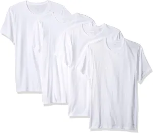 Calvin Klein Men`s Classic Fit Crew Neck Cotton T-Shirts 4 Pack (White(NU1332-100)/White/White, Medium)