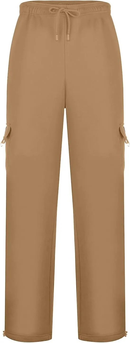 Cargo Pants for Men, Big and Tall Elastic Waist Cotton Sweatpants, Causal Solid Multi Pockets Joggers Athletic Pants