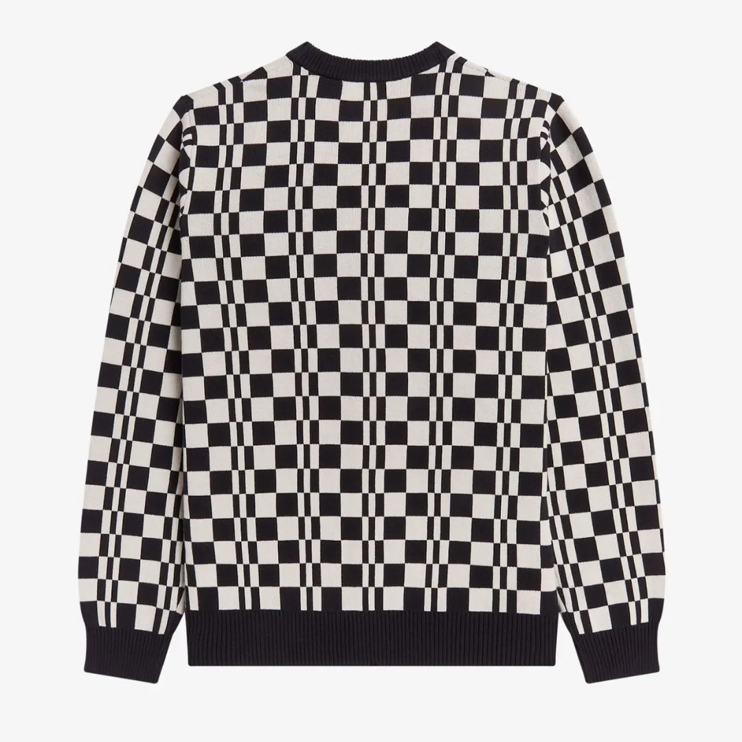 Chequerboard Cardigan (Black   Ecru)