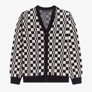 Chequerboard Cardigan (Black   Ecru)