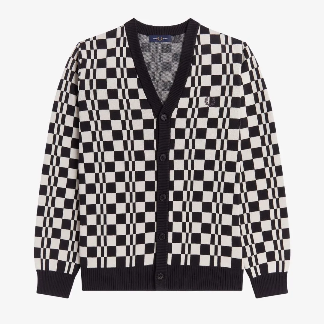 Chequerboard Cardigan (Black   Ecru)