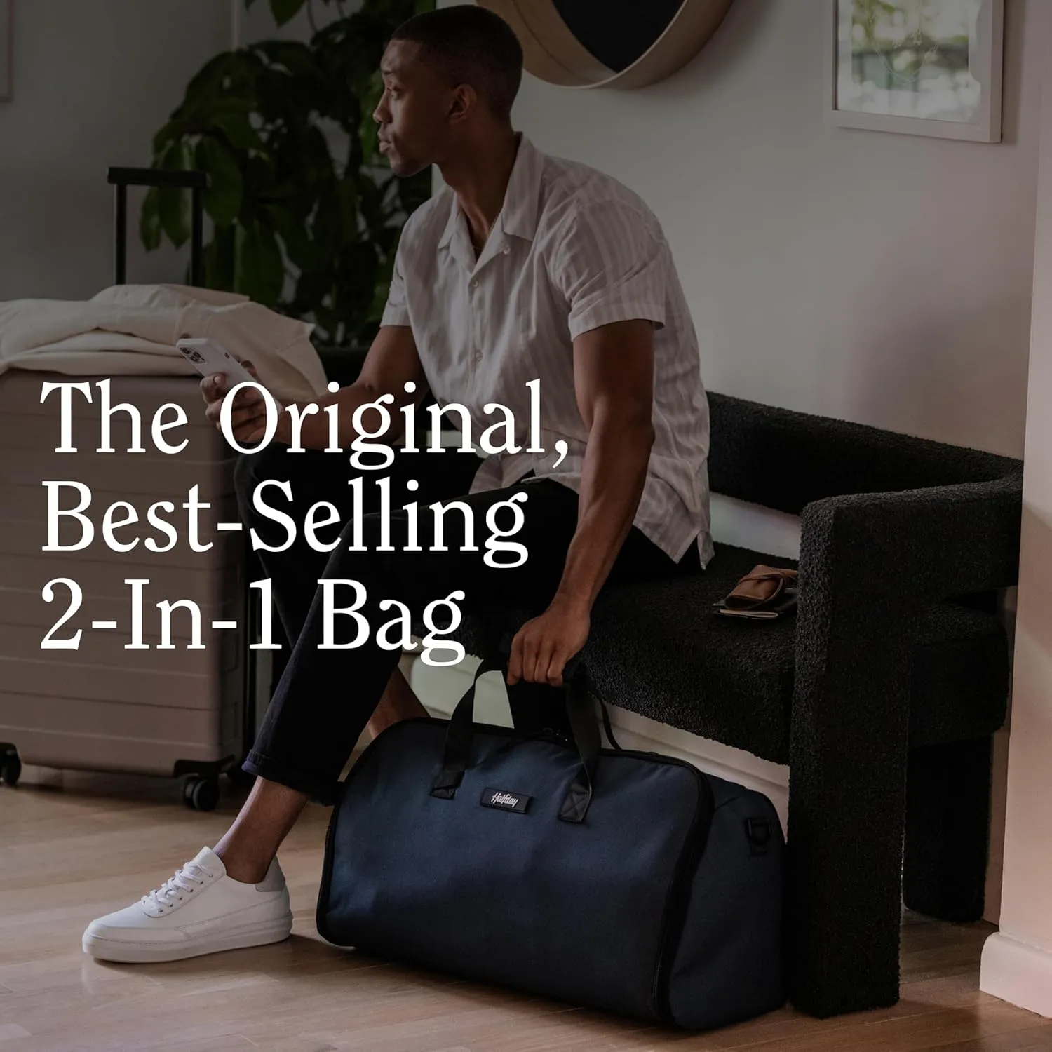 Convertible Garment Duffel Bag 45L  2-in-1 Carry-On Suit Travel Bag with Wrinkle-Free Hanging Compartment, Shoe Pockets & Trolley Sleeve  Weekender for Business Trips, Weddings & Getaways  Hunter