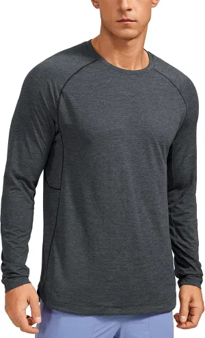 CRZ YOGA Lightweight Long Sleeve Shirts for Men Moisture Wicking Quick Dry T-Shirt Workout Running Basic Tee Tops