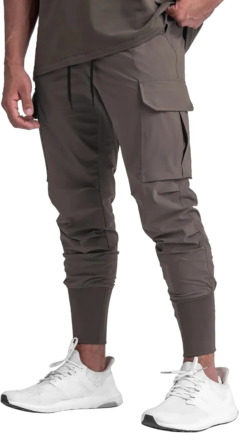 DIOTSR Mens Lightweight Joggers Pants, Cargo Athletic Sweatpants for Men, Slim Workout Pants with Pockets