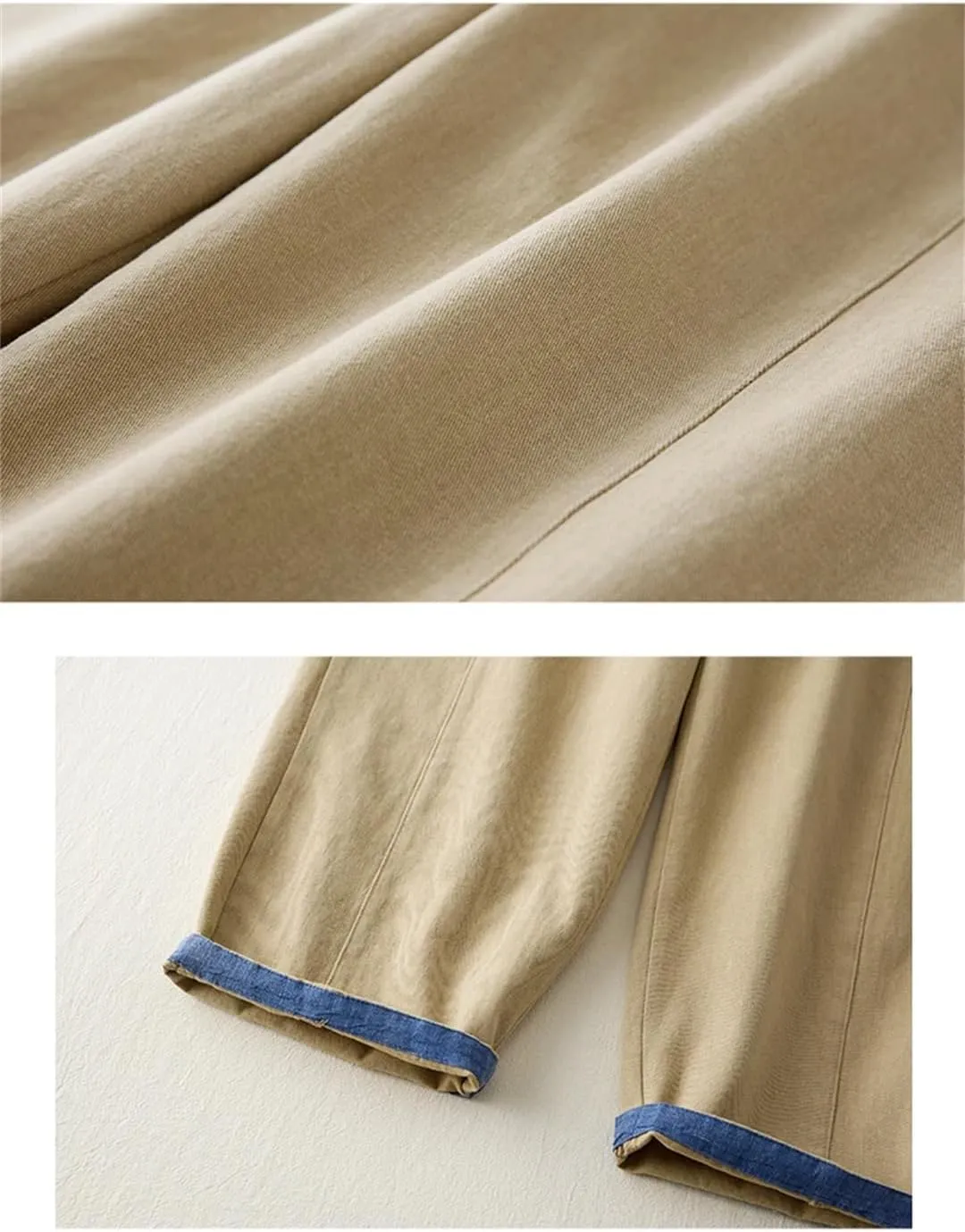 Disimlarl Women Casual Ankle-Length Pants Solid High Waist Pants Harem Pants Cotton Elastic Waist Pants
