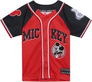 Disney Mickey Mouse Mesh Baseball Jersey Button Down Shirt Toddler to Big Kid Sizes (2T - 14-16)