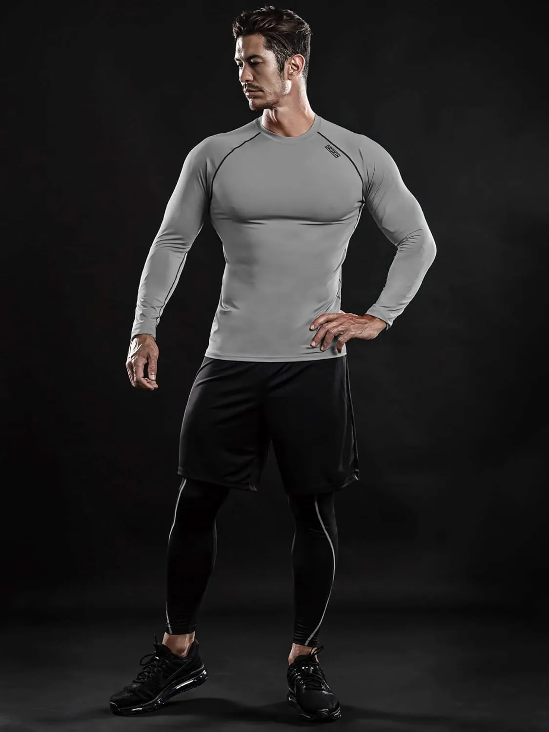 DRSKIN 4, 3, 2 or 1 Pack Men's Compression Shirts Top Long Sleeve Sports Baselayer Workout Running Athletic Active