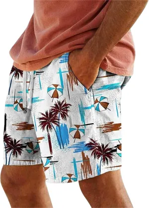 Funny Beach Shorts for Men Hawaiian Drawstring Elastic Waisted Casual Pants 3D Digital Print Plus Size Summer Vacation Capris