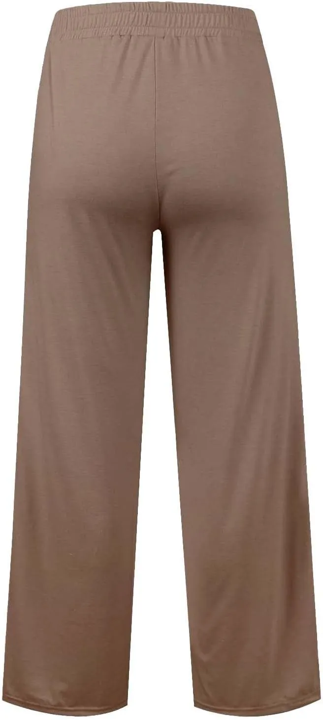Girls' Wide Leg Sweatpants High Elastic Waist Pants rawstring Casual Straight Leg Jogger Swearpants with Pocket