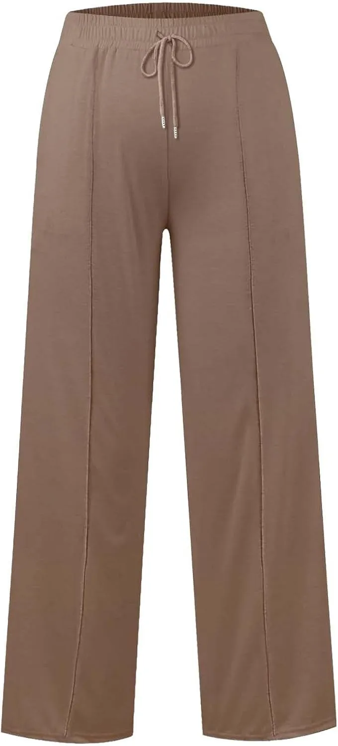 Girls' Wide Leg Sweatpants High Elastic Waist Pants rawstring Casual Straight Leg Jogger Swearpants with Pocket